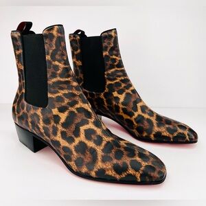 CHRISTIAN LOUBOUTIN Rosalio Leopard Chelsea Men's Ankle Boots Size EU 41 - US 8